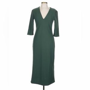 Zara V-Neck Midi Dress in Forest Green (L)